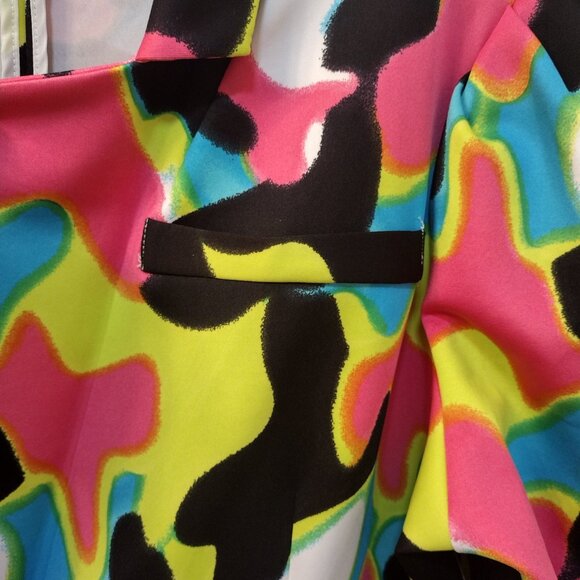 Love by Design: Colorful Blazer, Size 1X, Yellow, Blue, Purple, Black - Picture 4 of 6